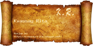 Kvassay Rita névjegykártya