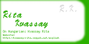 rita kvassay business card